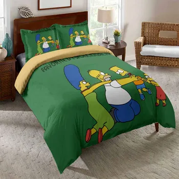 

Funny Family Bedding Set Cartoon Simpson Microfiber Soft Duvet Cover Set Pillowcase Single Double Twin Full Queen Bed Linen Set