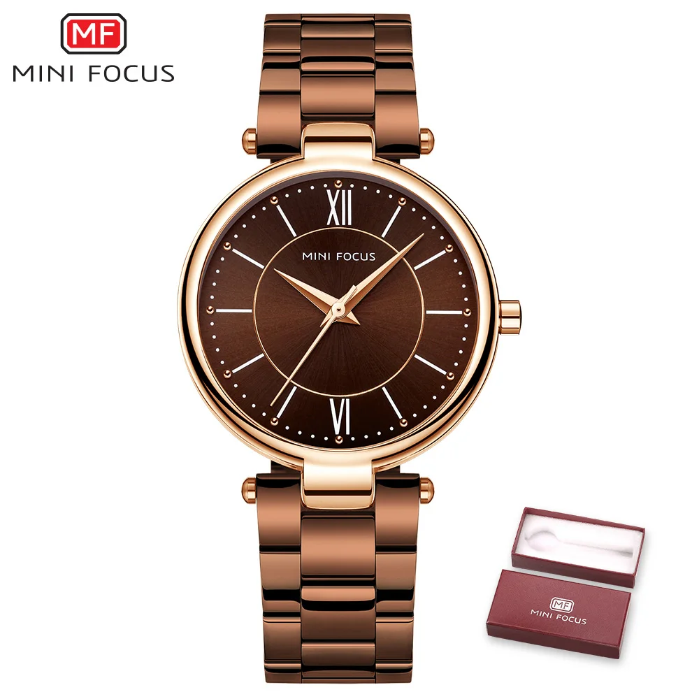 brown watch Мини фокус женские часы розовое золото нержавеющая сталь 30 м водонепроницаемый бренд Роскошные модные повседневные кварцевые наручные часы Relogio Feminino - Цвет: brown watch