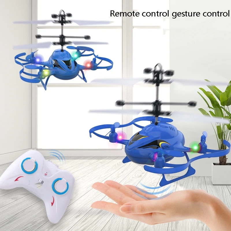 Mini RC Colorful Helicopter With LED Light Hand Sensing Infrared Induction Electronic Cartoon Flying Aircarft Toys for children radio control helicopter