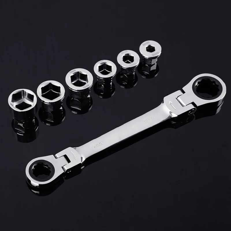 6-19Mm Universal Socket Set With Double Box Ratchet Wrench 13 In 1 Double Head Reversible Ratchet Combination Spanner