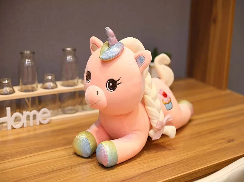 40-60cm Flower braid Giant Kawaii Unicorn Plush Toys Soft Stuffed Unicorn Soft Pillow Dolls Lovely Animal Horse Gift Kids Girls