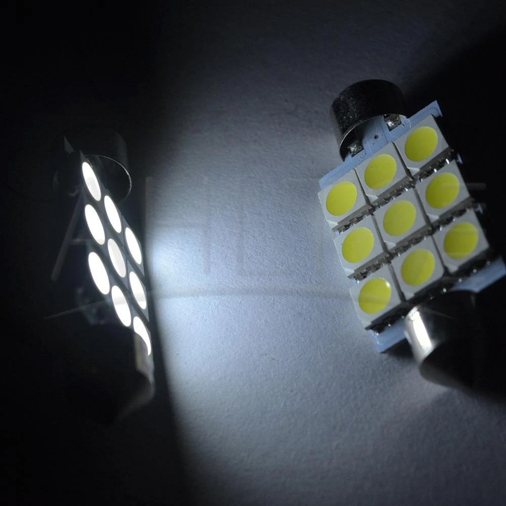 2 шт. белый потолочная лампа LED C5W C10W 5050 9SMD 36 мм/39 мм/41 мм DC12V Автомобильный