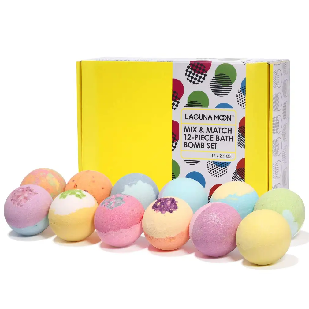 

Lagunamoon Bath Salt Ball 60g*12Pcs/Set Natural Fizzy Shea Butter Strawberry Blueberry Lemon Orange Jasmine Mango Chocolate
