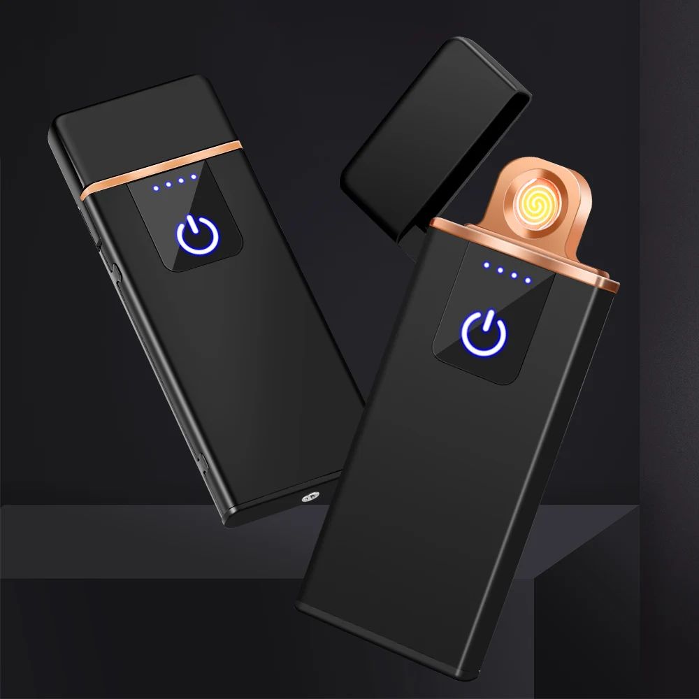 USB перезаряжаемая ветрозащитная креативная индивидуальность USB Электронная зажигалка для сигарет индукция отпечатков пальцев электрическая зажигалка USB