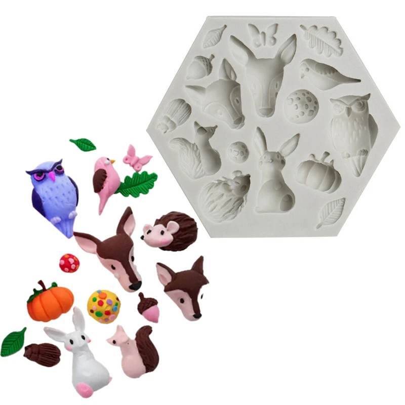 3d Animal Silicone Moule Animal Hibou Loup Lapin Ecureuil Forme Chocolat Moule Feuille Fondant Dessert Moule Bricolage Gateau Decoration Outil Aliexpress