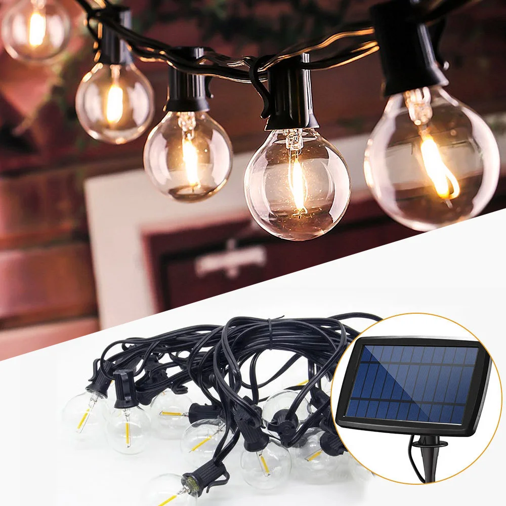 

18Ft. Led Solar Light G40 Globe Patio Lights with 10 LED Bulbs 4 Light Modes Solar String for Patio Garden Backyard Party Decor