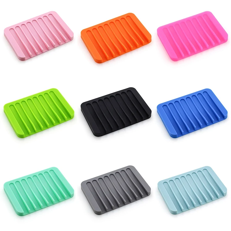 1 Pc Color Fashion Silicone Flexible Soap Dish Plate Bathroom Soap Holder Soap Box