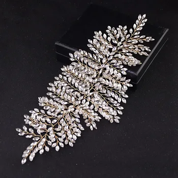 

SLBRIDAL Handmade Luxury Crystal Rhinestones Wedding Tiara Headband Bridal Pageant Royal Crown Hair Accessories Women Jewelry