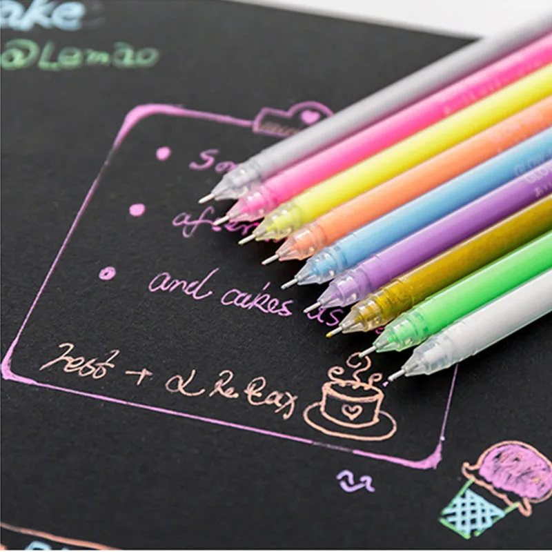 

Cute Creative Glitter Gel Pens 0.8mm Colors Pens Kids DIY Album Diary Graffiti Pen Office School Supplies Kawaii Stationery