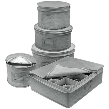 

Dinnerware Storage Set for Transporting Dinnerware Plate and Cup ,Fine China Case 5-Piece