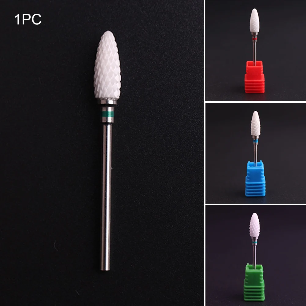 Nail Art Drill Bit White Ceramic Medium Nail Art Grinding Stone Head Ceramic Mounted Point Polish Tool Electric Manicure