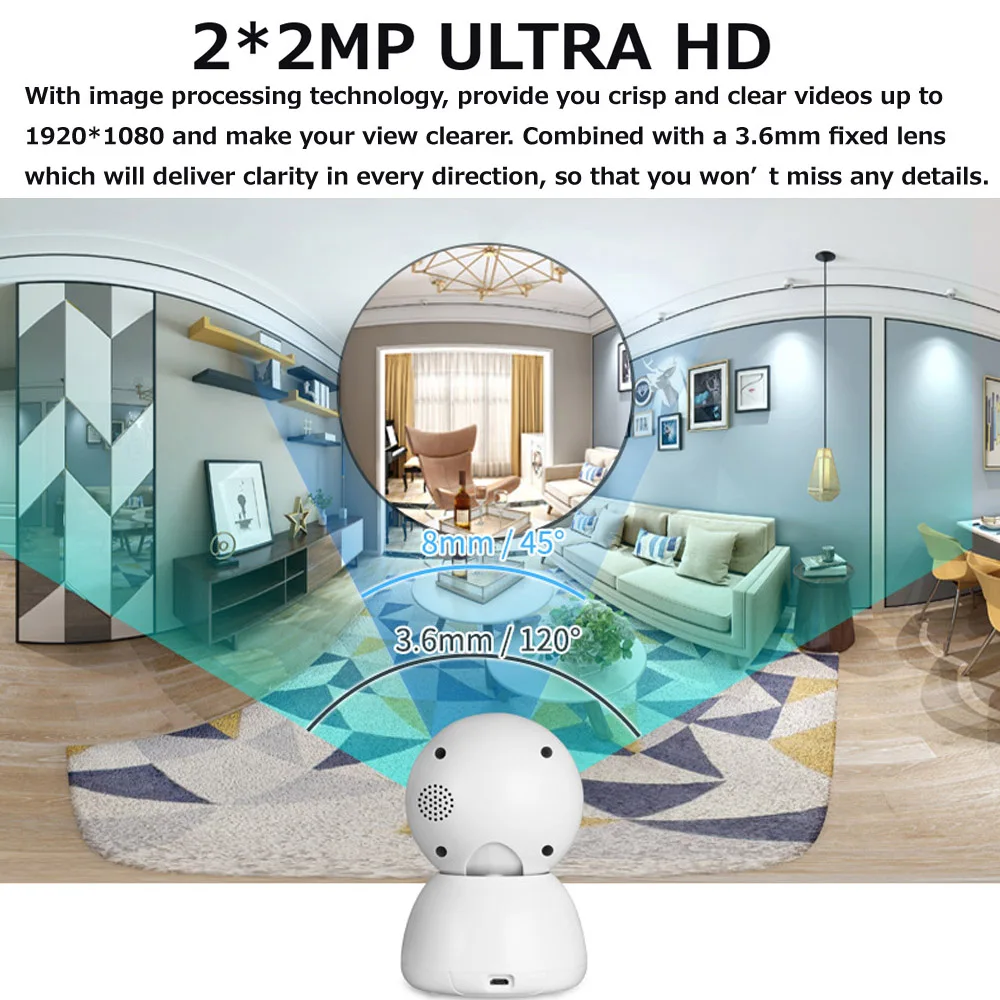 HD 1080P Indoor WiFi Camera Smart Home Security Surveillance IP Camera CCTV 360 PTZ 10X Zoom Baby Pet Video Monitor Securite Cam