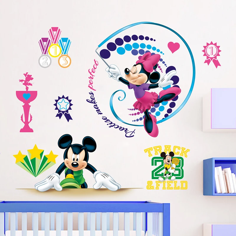 Cartoon Disney Mickey Minnie Sports Meeting Wall Stickers For Nursery Kids Rooms Home Decor Wall Decals PVC Mural Art Wallpaper Cartoon Disney Mickey Minnie Sports Meeting Wall Stickers For Nursery Kids Rooms Home Decor Wall Decals PVC Mural Art Wallpaper