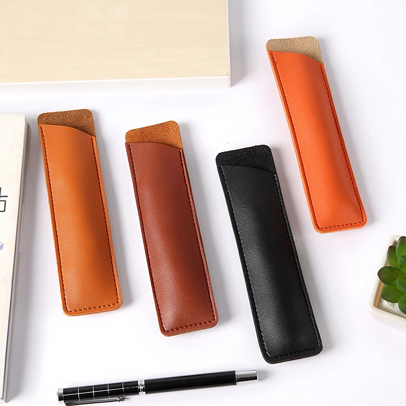 Simple Pen Sleeve PU Leather Mini Small Pen Bag Zipper Pencil Pouch  Stationery Fountain Pen Holder Case kawaii School Supplies - AliExpress