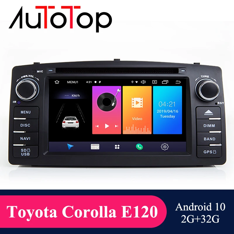 Автомагнитола AUTOTOP 2 Din мультимедийный проигрыватель с Android 10 GPS для Toyota Corolla E120 BYD F3