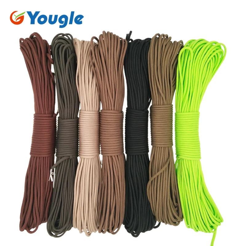 YOUGLE Paracord 550 Parachute Cord Lanyard Rope Mil Spec Type III 7 Strand 100FT 31m Climbing Camping survival equipment 11-17