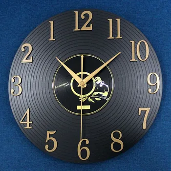 

Creative Back In Time Retro Wall Clock Music Notes Vinyl CD Album Hanging Clock Black Living Room Home Bedroom Cafe Decor