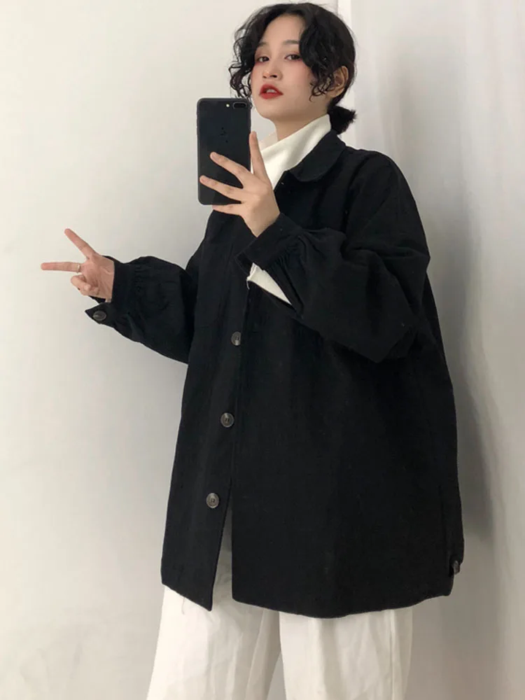 wonderful  High Street Women Outwear Oversize Stylish Jacket Plus Size Large Loose Single Breasted Long Sleeve