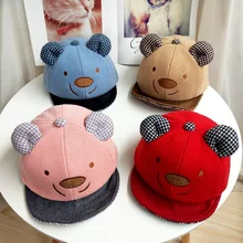 Модная Детская кепка, детская бейсбольная кепка с рисунком медведя, новая теплая шапка с вышивкой, ветрозащитная уличная детская шапка