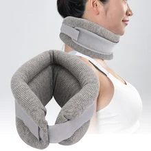 Dispositivo de tração para coluna cervical, aparelho de tração respirável para correção de pescoço, cinta de fixação, spong de alta densidade, ecologicamente correto, tamanho cinza