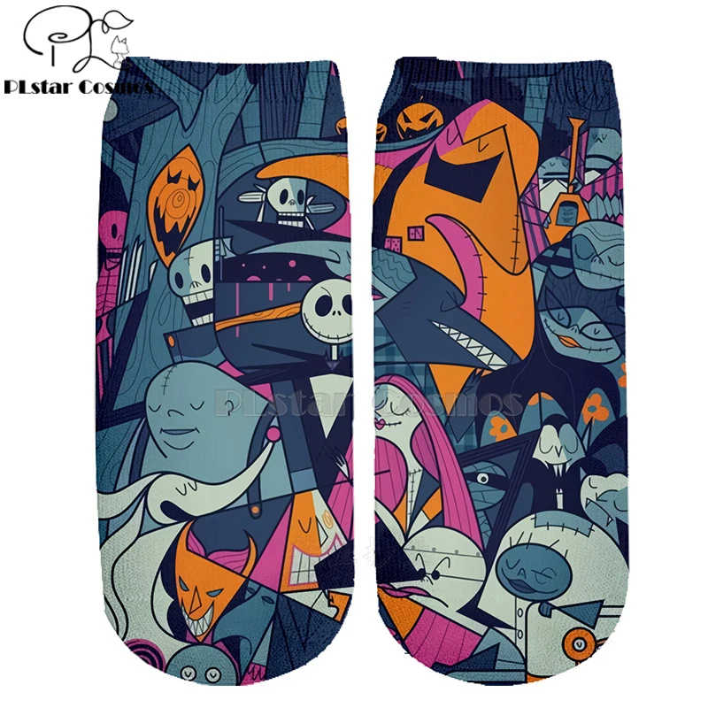 Хлопковые носки PLstar Cosmos nightster before christmas jack skellington разноцветные брендовые теплые короткие носки Хэллоуин-3