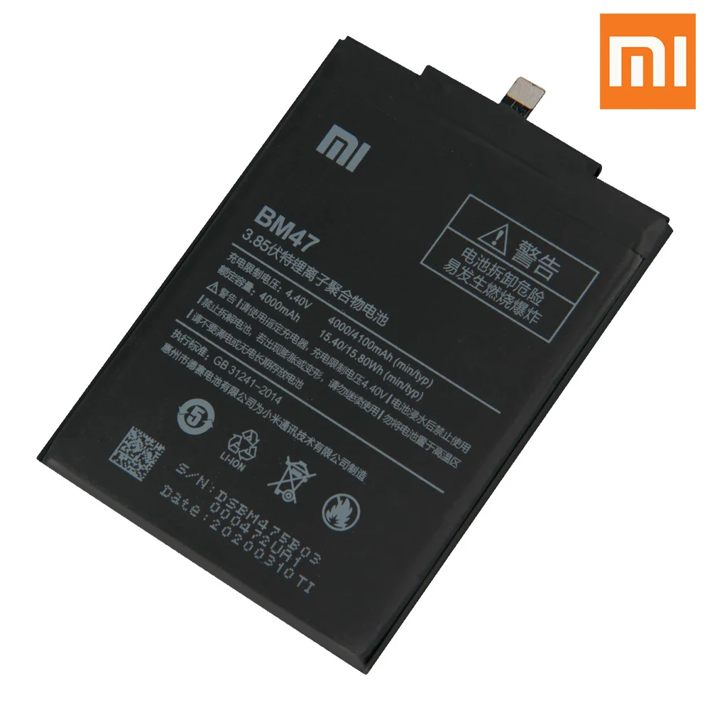 Xiao Mi оригинальная запасная батарея для телефона BM47 Xiaomi Redmi 3 3S 3X Redmi3 4X Pro