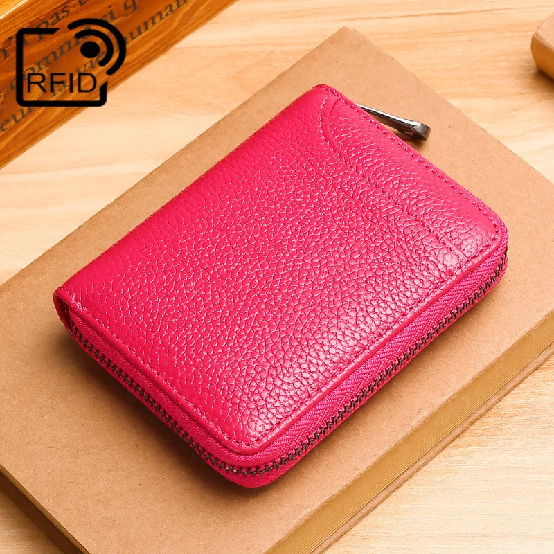 

Genuine Leather Wallet Women Casual Simple Coin Purse Card Holder Female Short Small Wallets Men Money Bag with Zipper Pocket