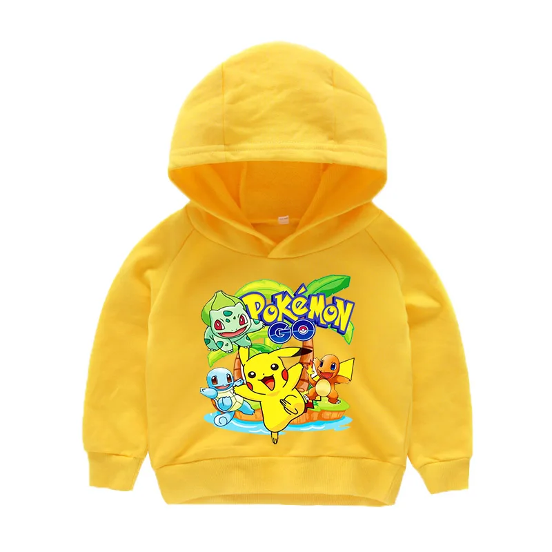 

2018 new children's cartoon Hoodie pokemon go Spring summer cotton long sleeved sweater pikachu sport Sweatshirt for boys girl