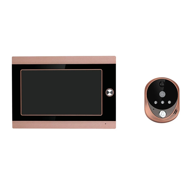 

Mountainone 7-Inch Display Cable Video Phone Doorbell Infrared Rainproof Wireless App Unlock Intercom System Brown +Black Abs +A