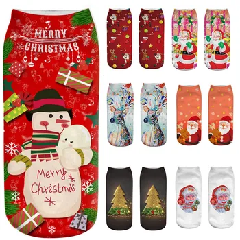 

Casual Work Business Socks 3D Christmas Cartoon Elk Printing Medium Sports Socks Christmas Themed Children Pure Cotton Cartoon