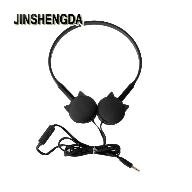 Black Лицо кошка гарнитура повязка большие наушники для iPhone Android телефон huawei Xiaomi MP3 N1HC - Цвет: Black