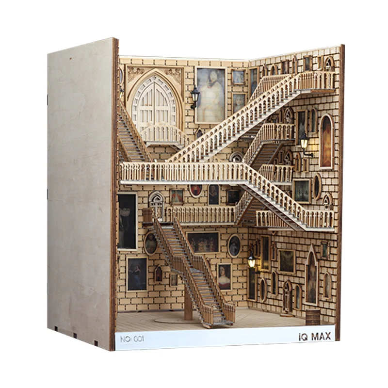 Wooden Book Nook Inserts Art Bookends DIY Bookshelf Decor Stand Decoration Fairy Garden Miniatures Home Decoration Accessories