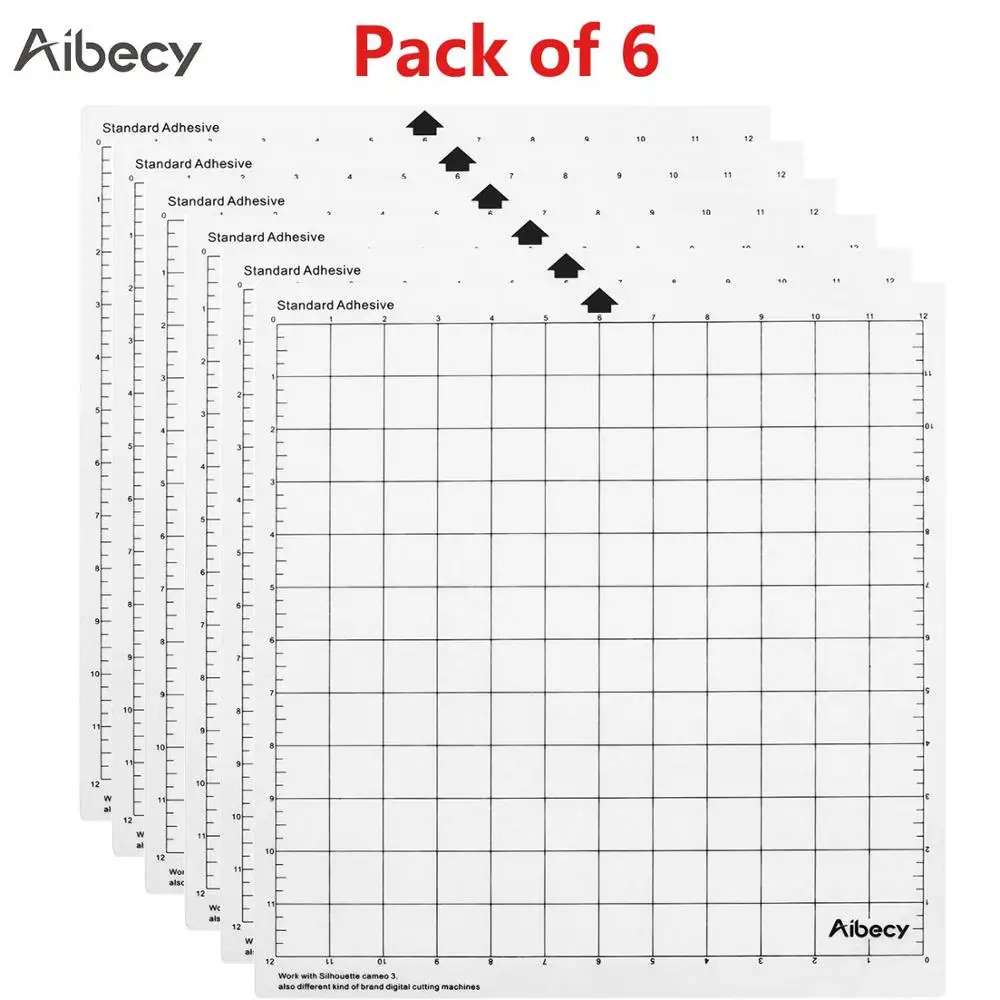 6 pcs Aibecy 12 Inch Cutting Machinet PP Materia Special Pad Measuring Grid Repalcement Translucenl Adhesive Mat With Clear Film - Цвет: 6 pcs