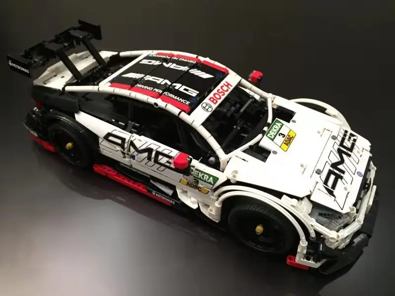 

New MOC Technic C63 sports car MOC-6687 LED RC Motor Power Function fit MOC building block bricks Vehicle Cars kid Toy Gft