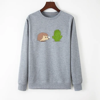 

Women Hoodies Sweatshirts Tops Female Casual Pullovers Hedgehog Cactus Sweatshirt Spring Autumn Long Sleeve Streetwear Clothing