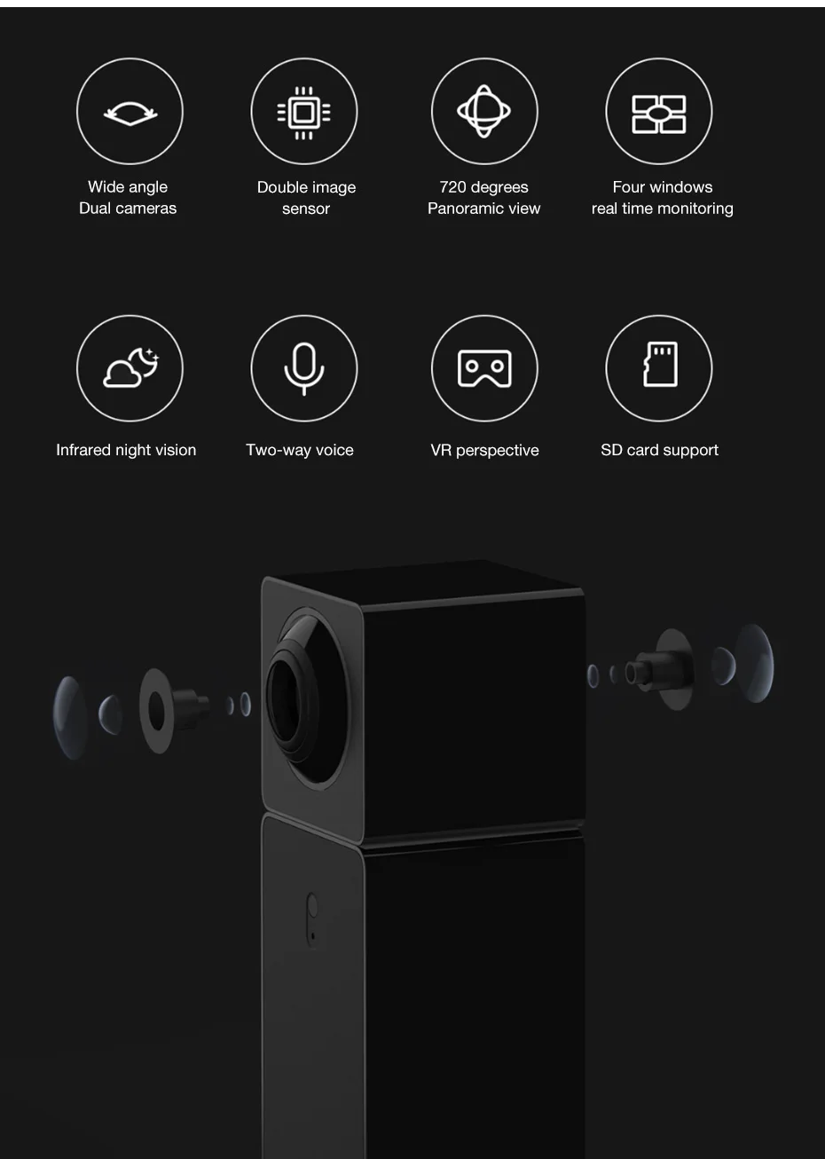 Xiaomi Hualai Xiaofang умная камера с двумя объективами версия 360 ° X2 панорамная сетевая ip-камера с инфракрасным ночным видением