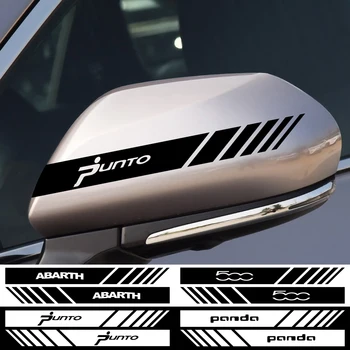 

2PCS Car Styling Reflective Black/white Rearview Mirror Side Sticker For Fiat Viaggio Abarth Punto Panda Tipo 124 500 Auto Decal