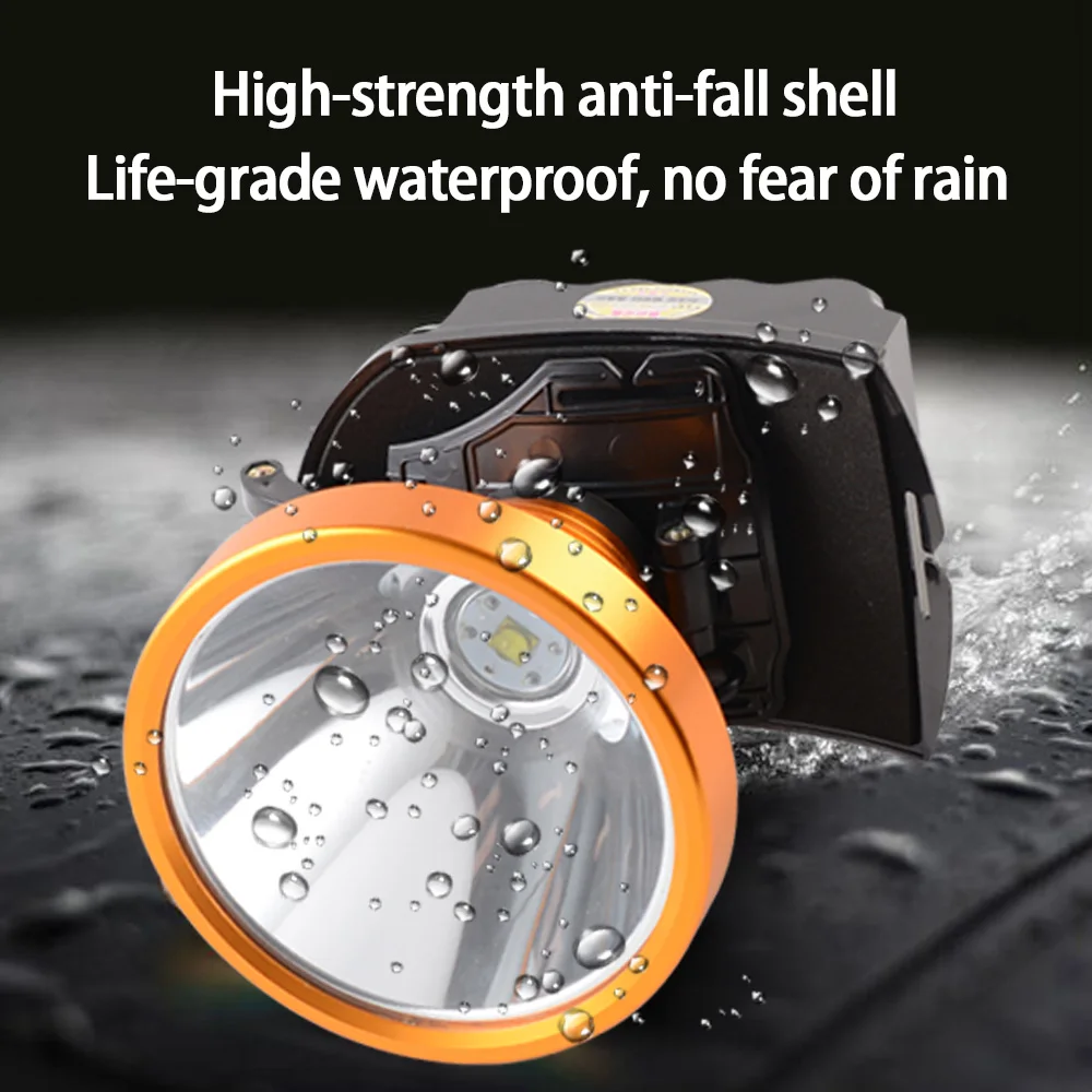 

200W headlight portable rechargeable mining headlamp 4 * 18650 lithium battery powered lighting light high lumen LED headlights
