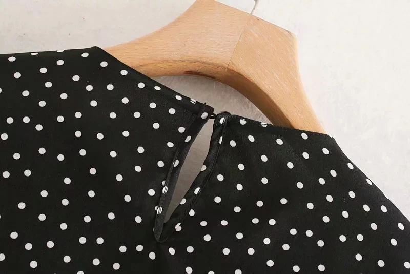Dot Printing Cascading Ruffle Women Shirt O Neck Smock Autumn Leisure Lady Long Sleeve Blouse Loose Tops S6563