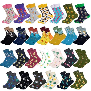 

Harajuku Japanese Style Women Socks Happy Fruits Flowers Famous Arts Painting Van Gogh Ankle Socks Funny Gifts