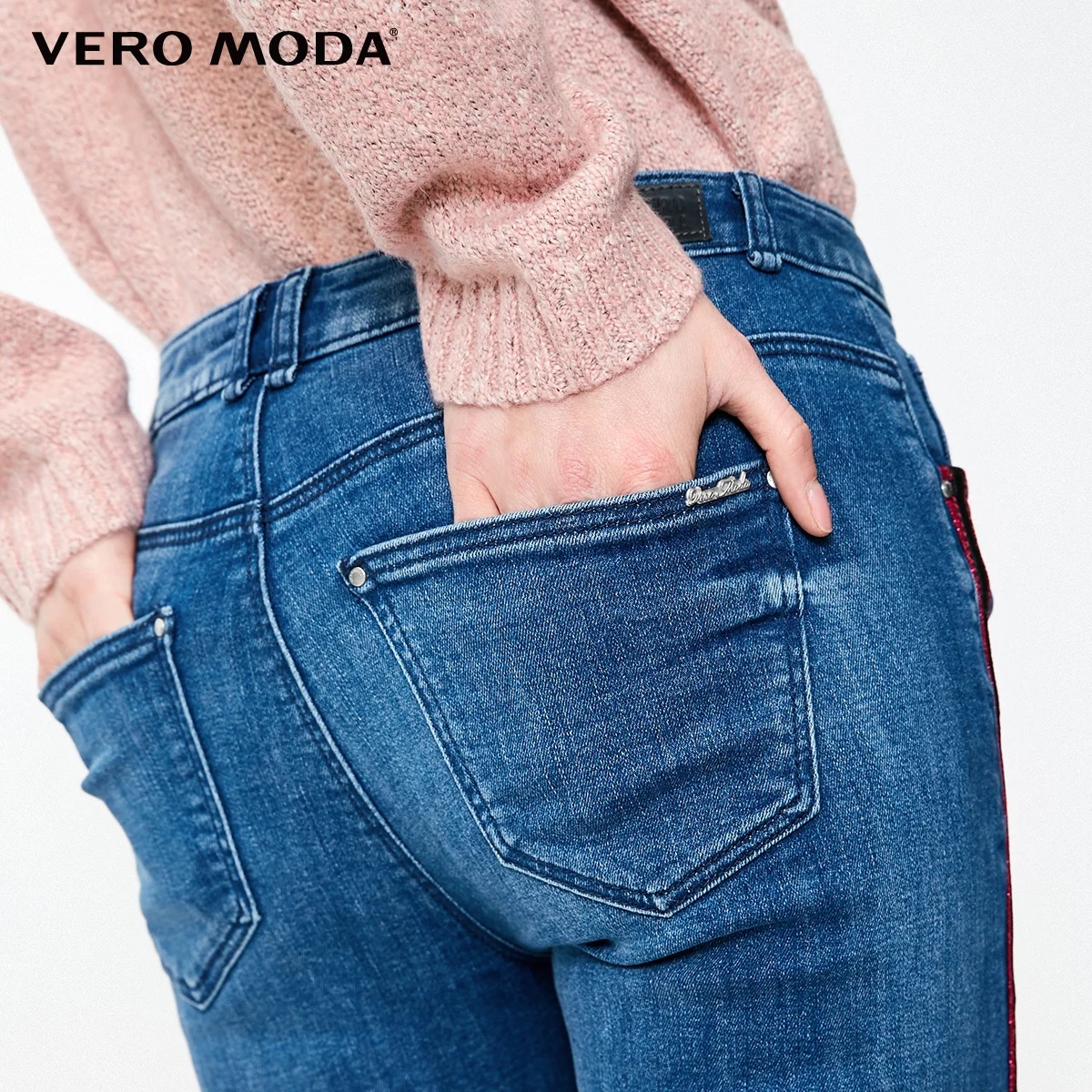 Vero Moda Женские полосатые укороченные джинсы с низкой посадкой и боковыми швами | 319149502