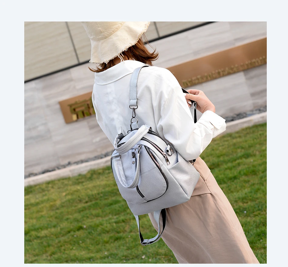 AIREEBAY женские кожаные рюкзаки винтажные женские сумки на плечо дорожный женский рюкзак Серебристые черные школьные сумки для девочек-подростков