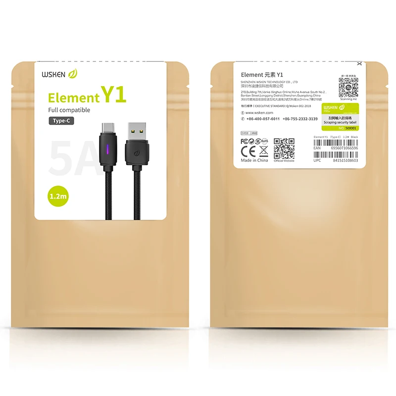 Wsken 5A usb type-C кабель для samsung Supercharge AFC DASH VOOC QC шнур для быстрой зарядки данных для huawei Oneplus xiaomi usb c кабель