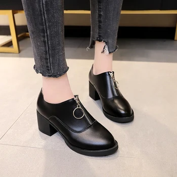 

Explosion models 2019 newest women's shoes wild with small shoes England retro fashion thick with single shoes high heels