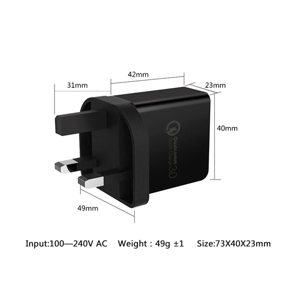 KISSCASE UK 18 Вт Быстрое зарядное устройство QC 3,0 USB зарядник Быстрая зарядка Сетевое зарядное устройство для телефона для iPhone samsung Xiaomi huawei переходник