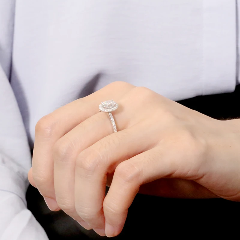 Кольцо из муассанита с бриллиантами AEAW, 18 К, розовое золото, 5x7 мм, 1.0ct, овальная огранка, Муассанит, обручальное кольцо, уникальный Муассанит, обручальные кольца