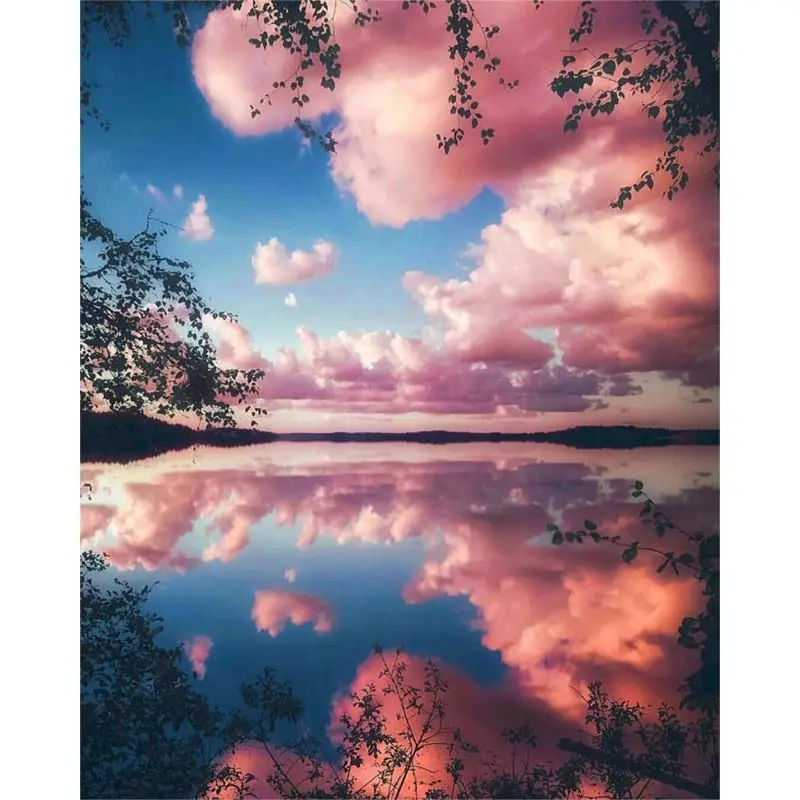 

GATYZTORY Frame Pink Cloud DIY Painting By Numbers Landscape Paint By Numbers For Home Wall Art Picture Unique Gift