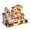 Handmade Child Doll 44cm Creativity Sand Table House Kit L901Miniatures Villa Toy Diy Miniature Dollhouse Furnitures Miniatura 1