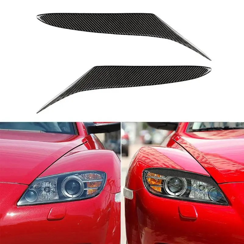 

2pcs Lamp Eyebrow Carbon Fiber Headlight Durable Practical Personality Eyebrows Eyelids Trim Stickers for Mazda RX8 2004-2008