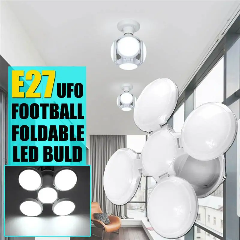 E27 LED Light Bulb Garage Deformable Ceiling Fixture Lights Workshop Shops Lamp
